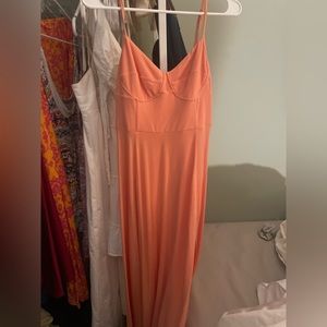 Aritzia Wilfred peach midi dress